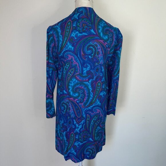 Young Tiffany Melbourne Dress Vintage Purple Turquoise Paisley Zipper Front - Picture 12 of 12